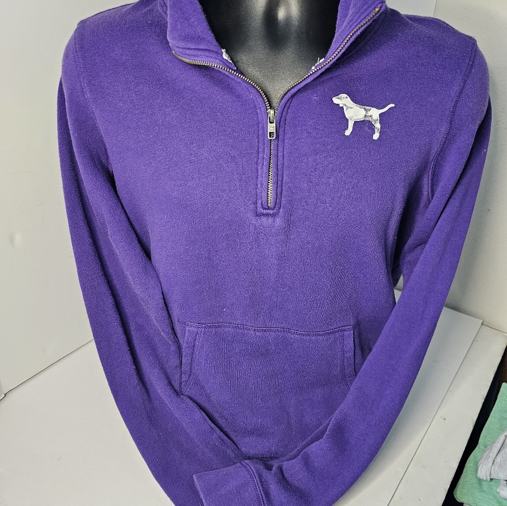 PINK BY VICTORIA SECRET PURPLE PULLOVER W/ ZIPPER